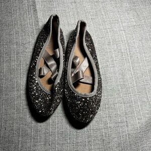 Elegant Black Glitter Ballet Flats